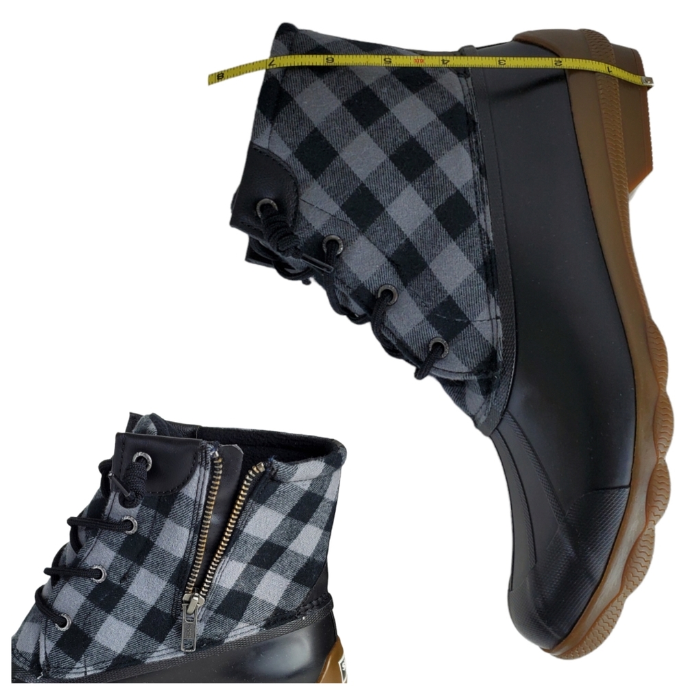 New Sperry syren gulf buffalo check black winter rain snow duck boots outdoor - Picture 13 of 15